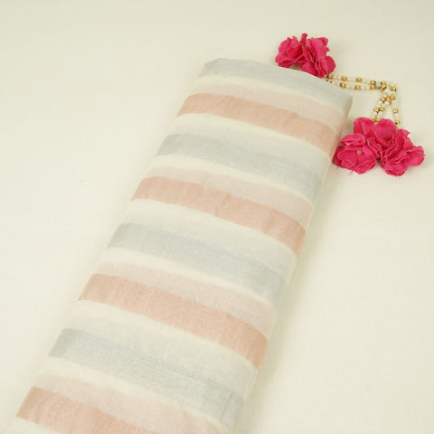 Off White with Multicolor stripes Chanderi Fabric CTF-31382