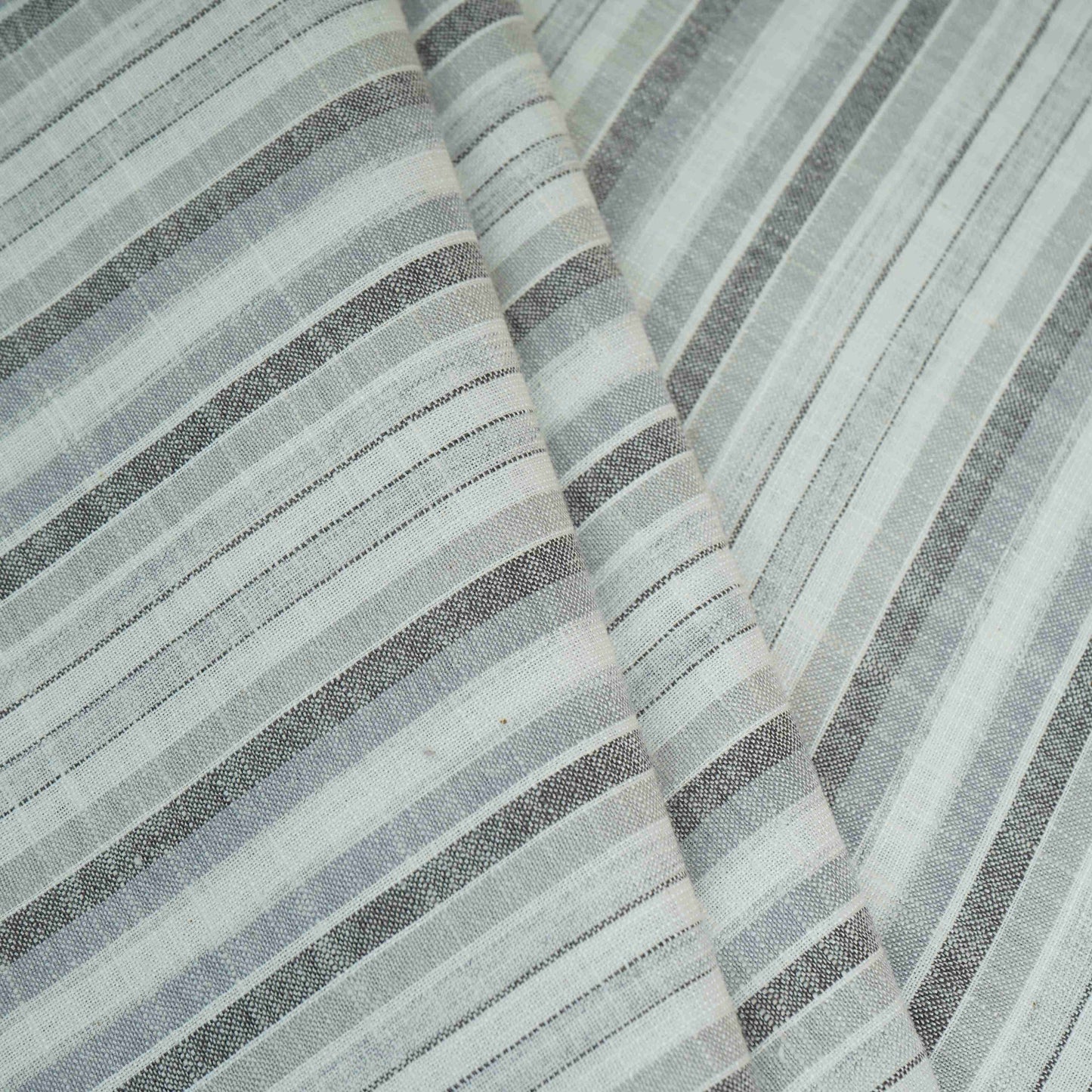 Dark Grey with White Stripes Linen Fabric RS-30216