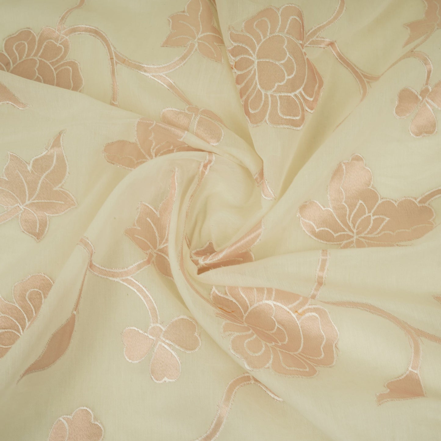 Off white Applique Work Chanderi Fabric CTF-31381