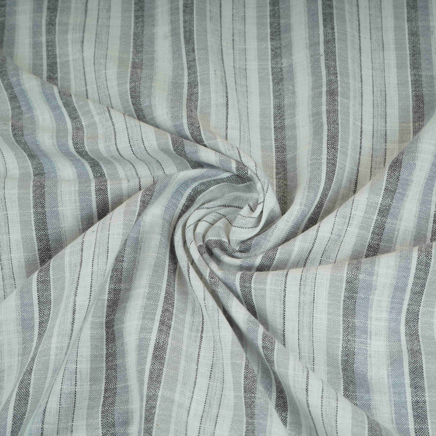 Dark Grey with White Stripes Linen Fabric RS-30216