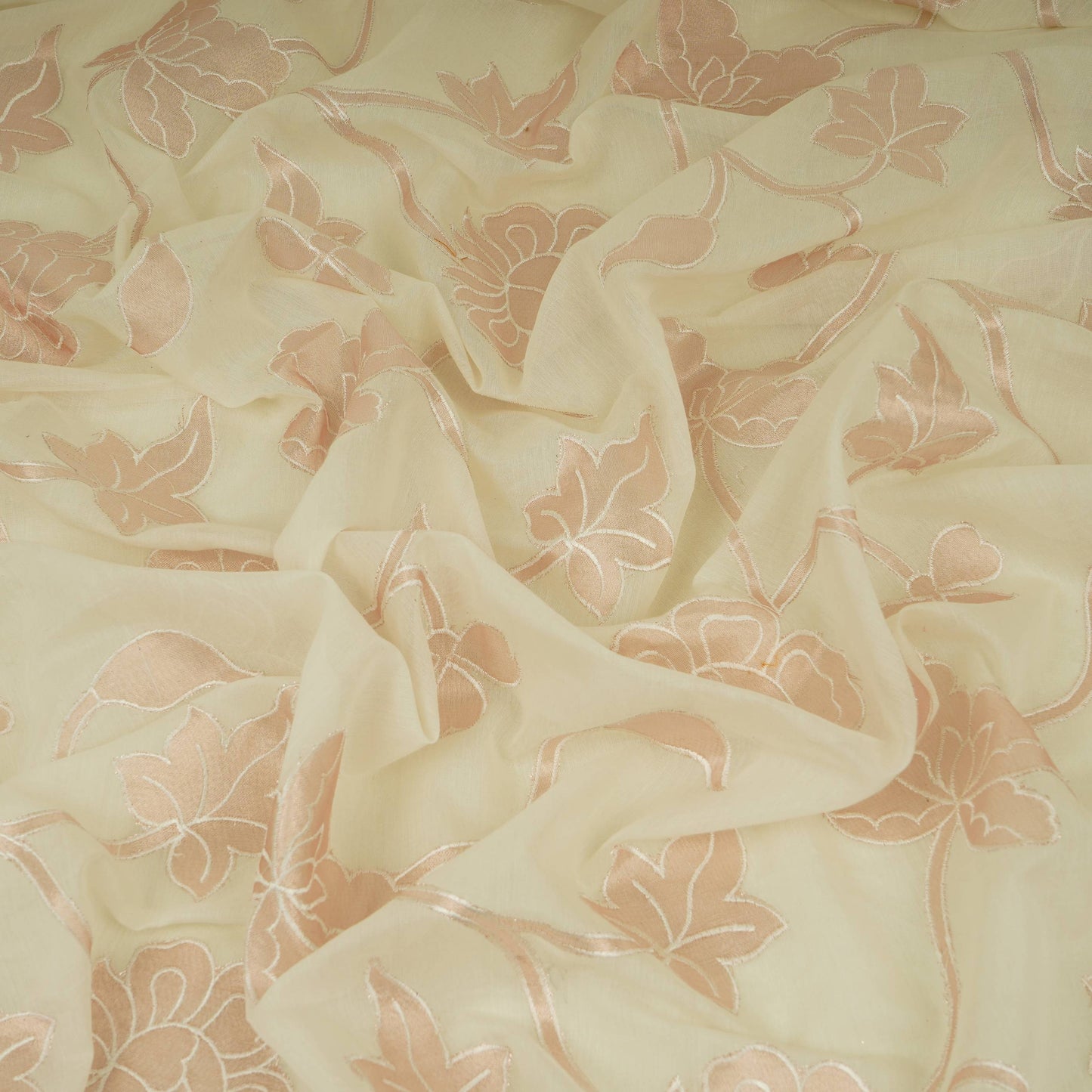 Off white Applique Work Chanderi Fabric CTF-31381