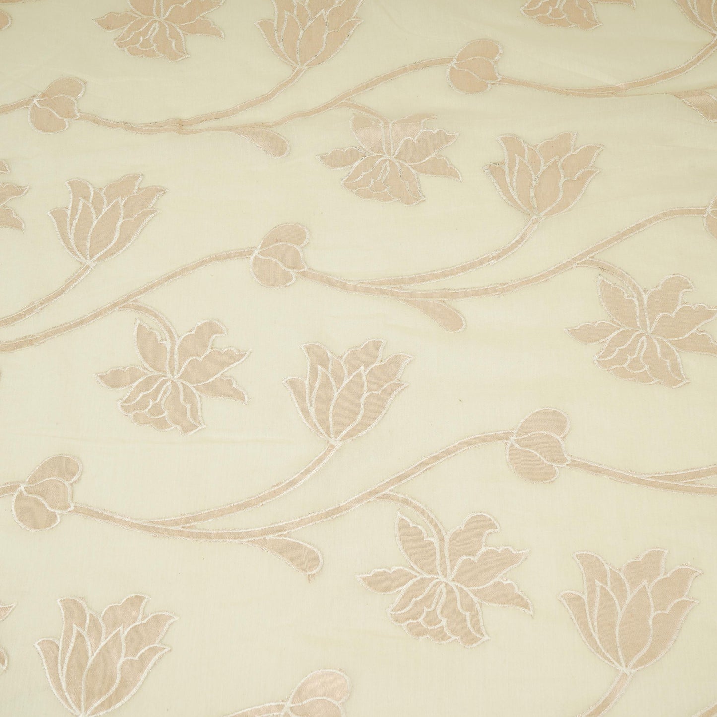 Off white Applique Work Chanderi Fabric CTF-31380