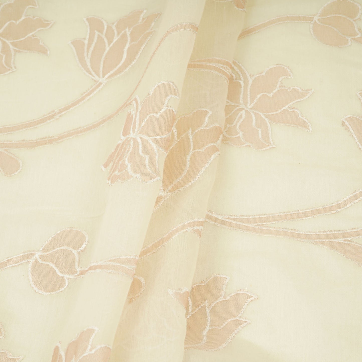 Off white Applique Work Chanderi Fabric CTF-31380