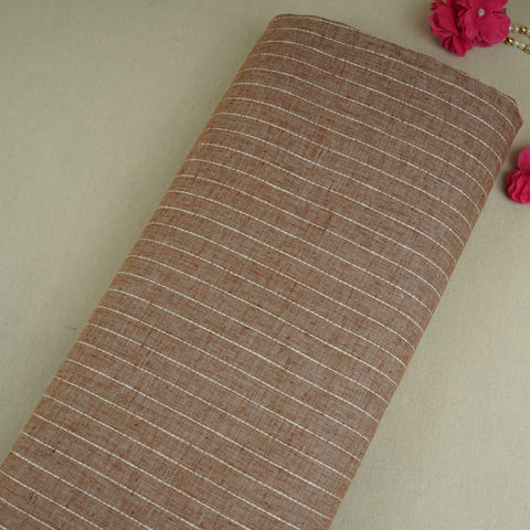 Brown with White Stripes Linen Fabric RS-30253