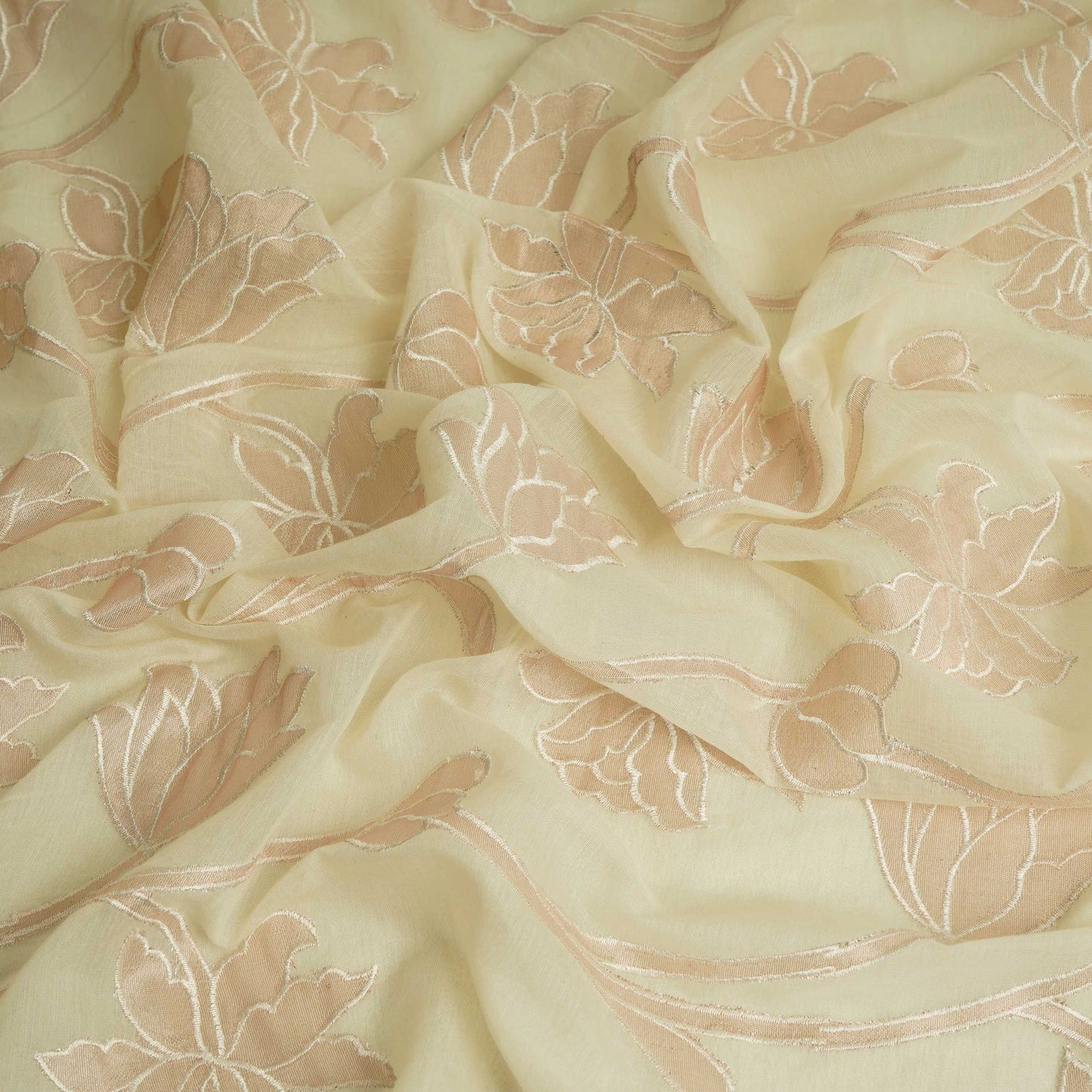 Off white Applique Work Chanderi Fabric CTF-31380