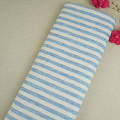 Sky Blue & White Stripes Linen Fabric RS-30230
