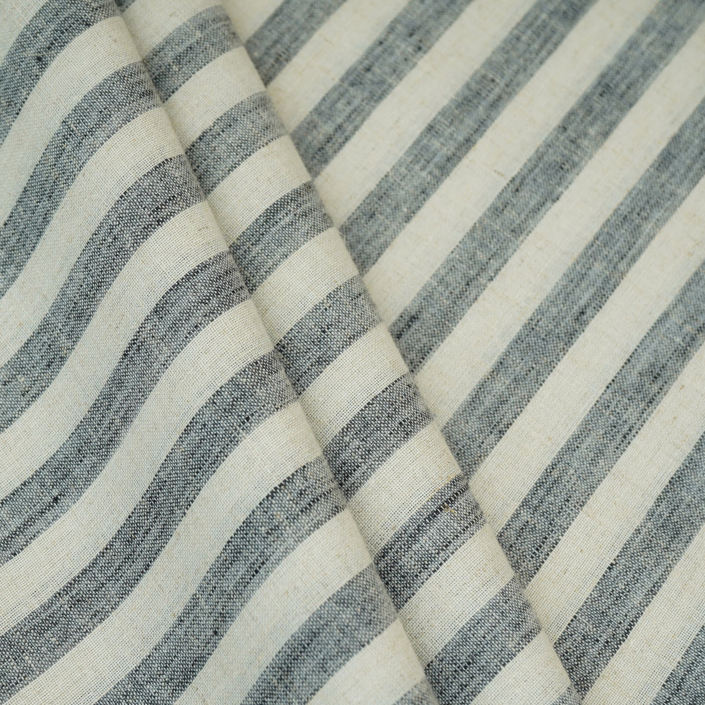 Grey & White Stripes Linen Fabric RS-30231