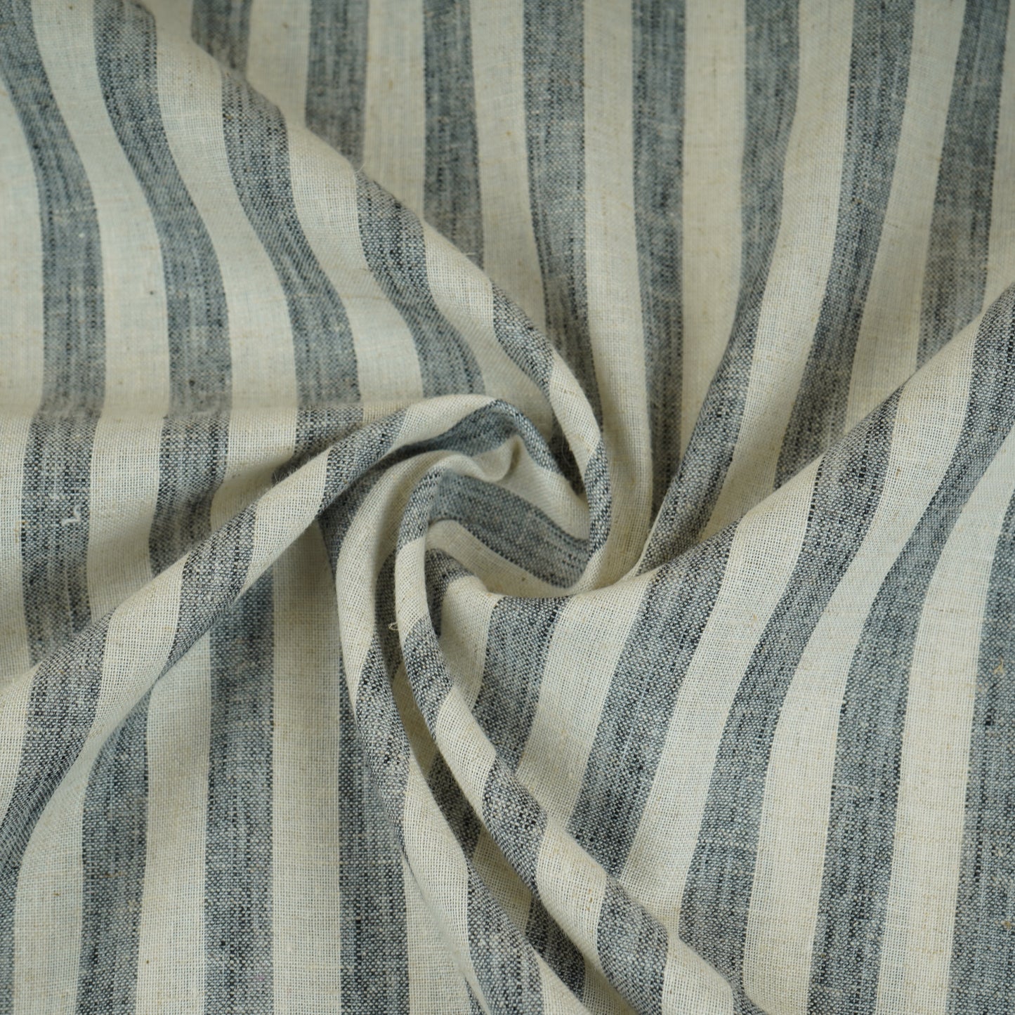 Grey & White Stripes Linen Fabric RS-30231