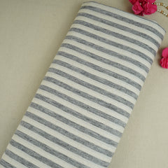 Grey & White Stripes Linen Fabric RS-30231