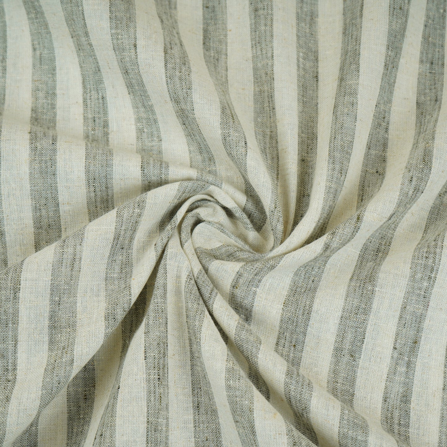 Green & White Stripes Linen Fabric RS-30233