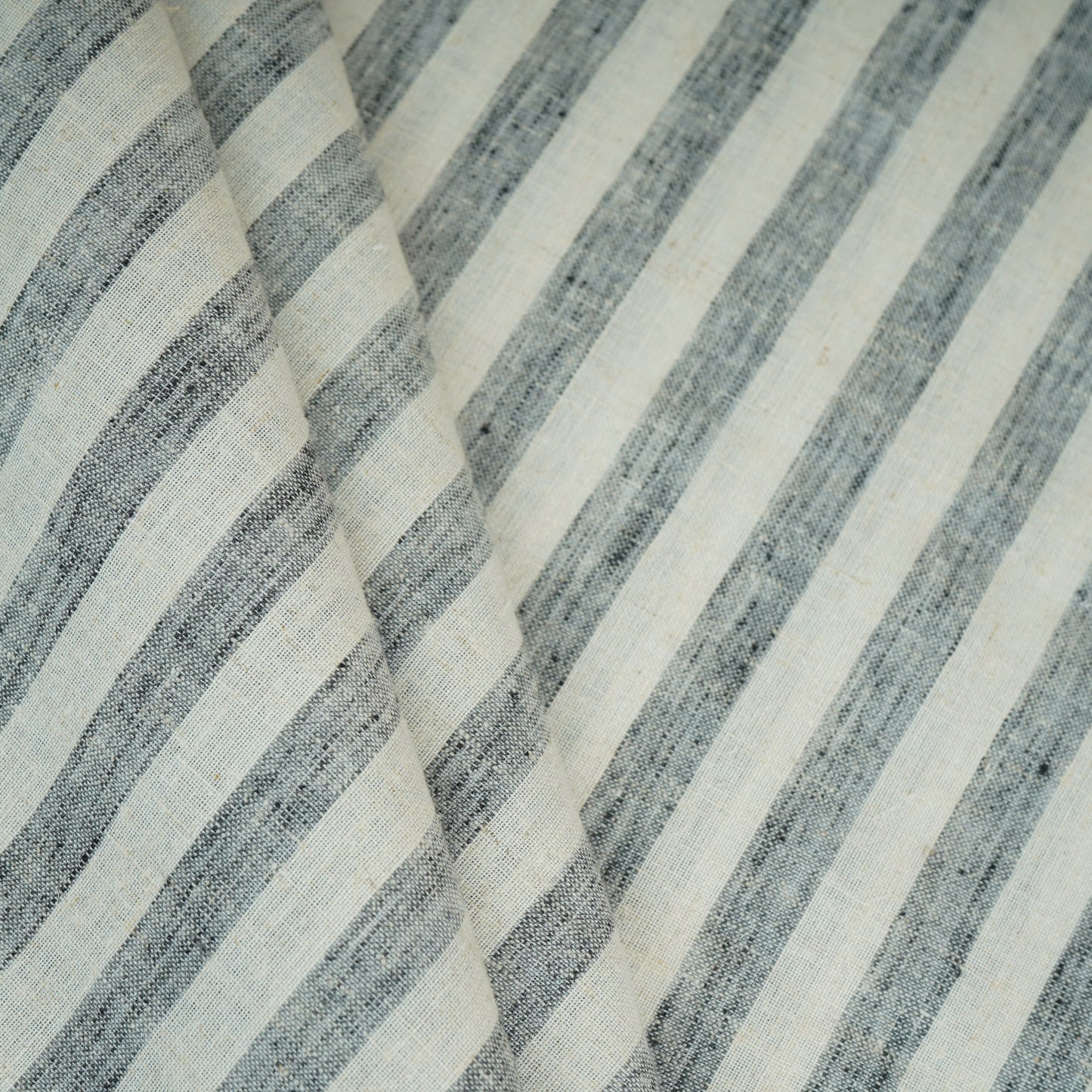 Grey & White Stripes Linen Fabric RS-30237
