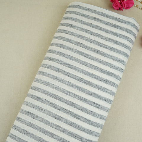 Grey & White Stripes Linen Fabric RS-30237