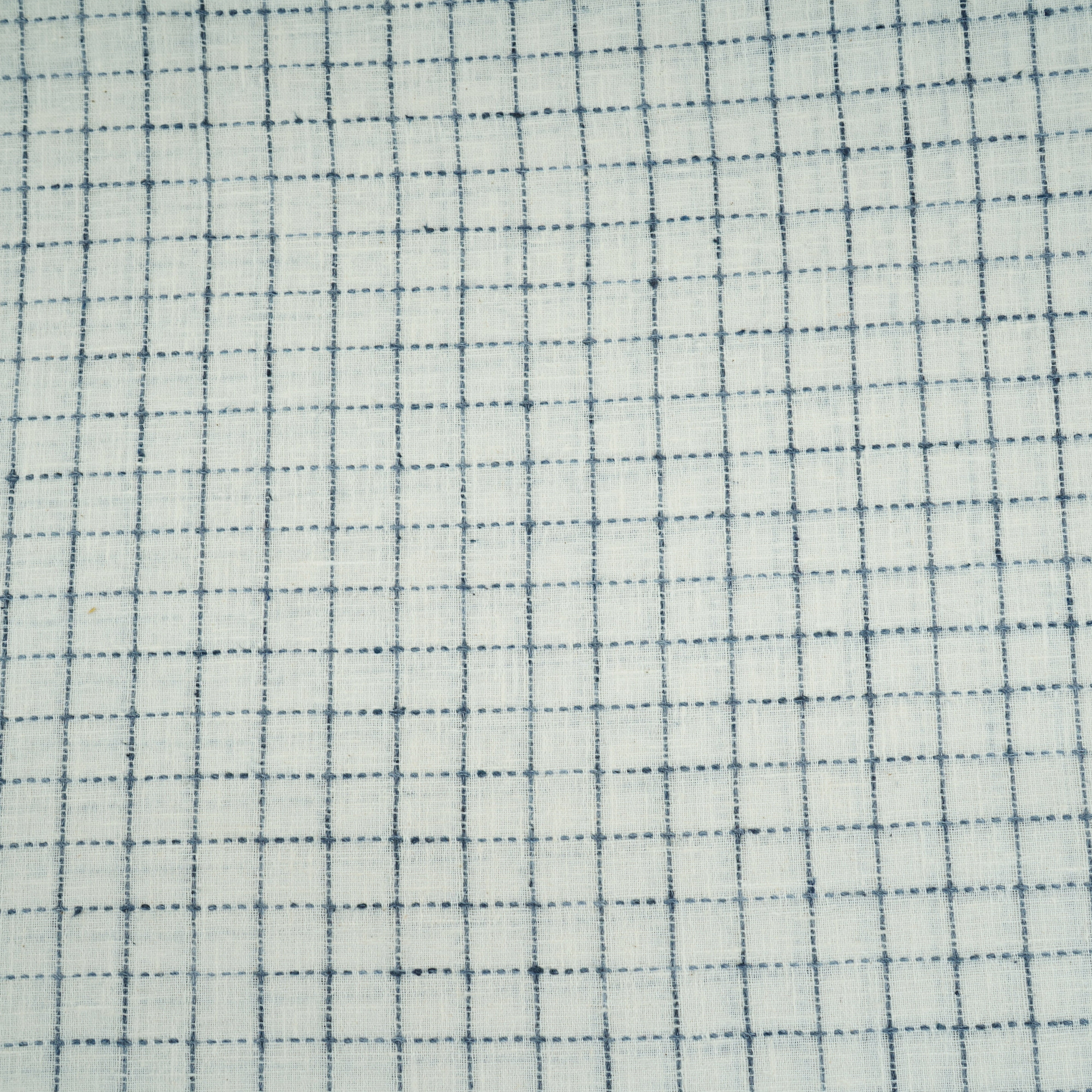 Blue & White Check Linen Fabric RS-30060 - TradeUNO