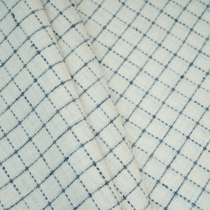 Blue & White Check Linen Fabric RS-30060 - TradeUNO