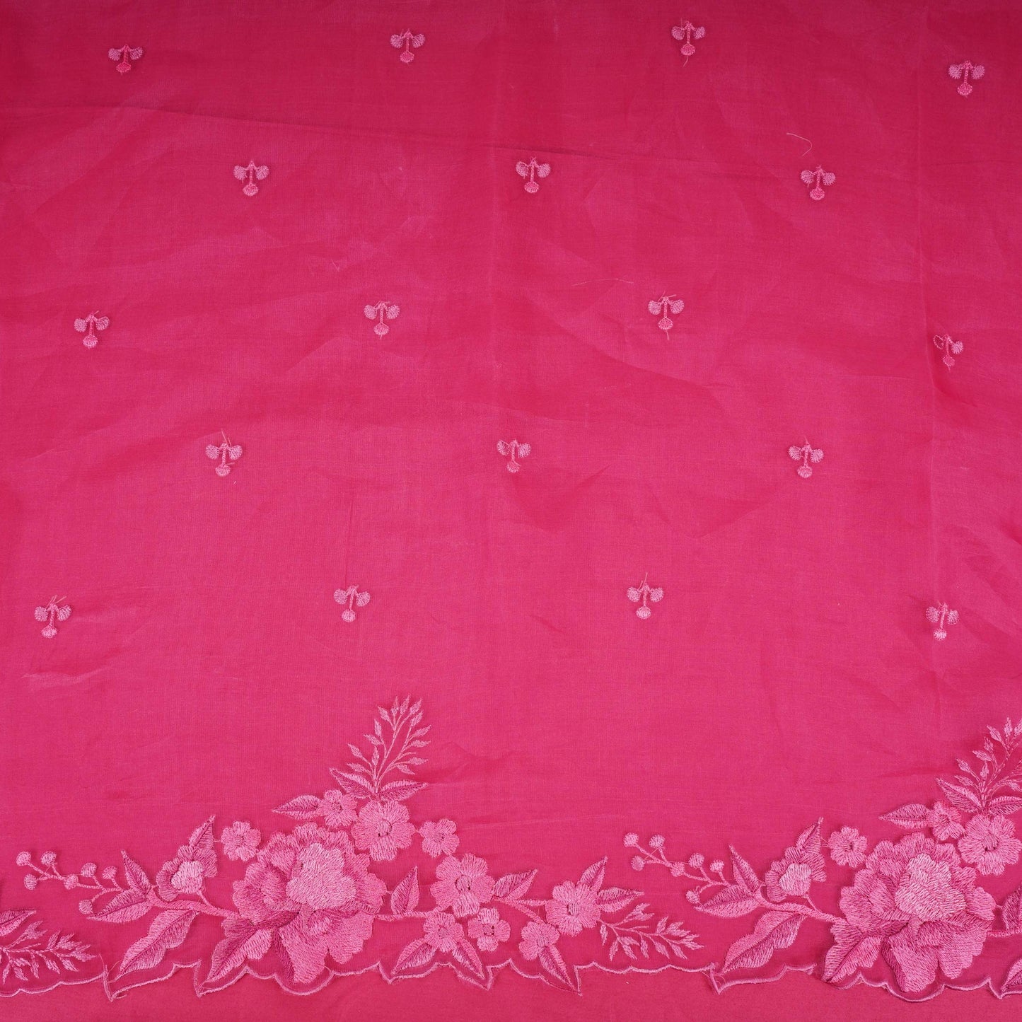 Rani Pink thread embroidery Pure 27gm Organza Fabric GPF-32071