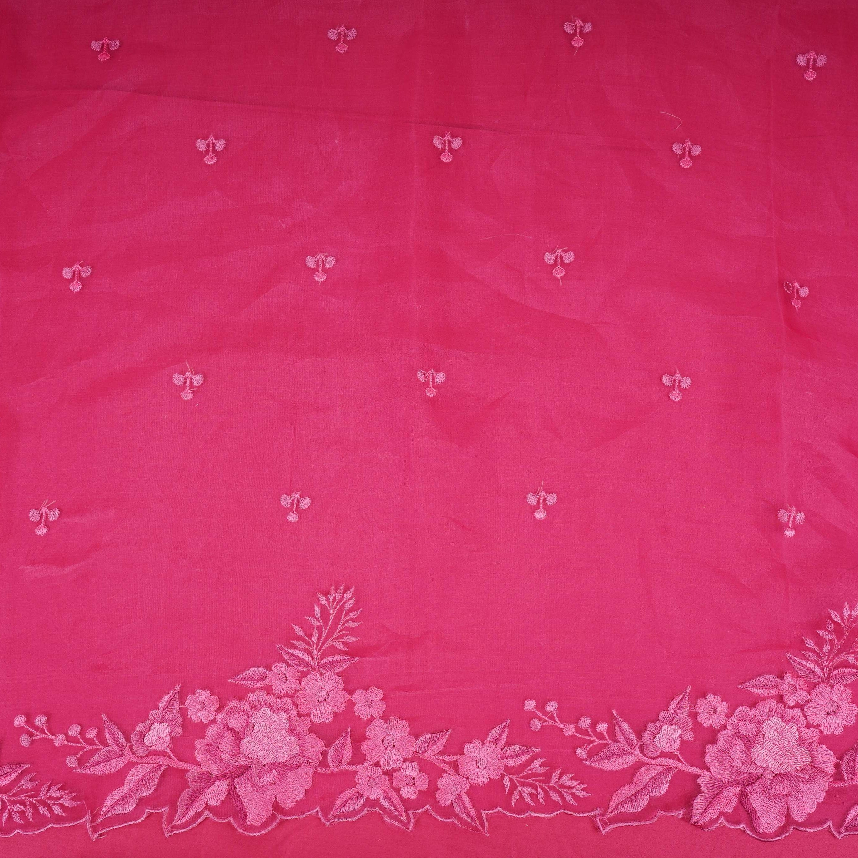 Rani Pink thread embroidery Pure 27gm Organza Fabric GPF-32071 - TradeUNO