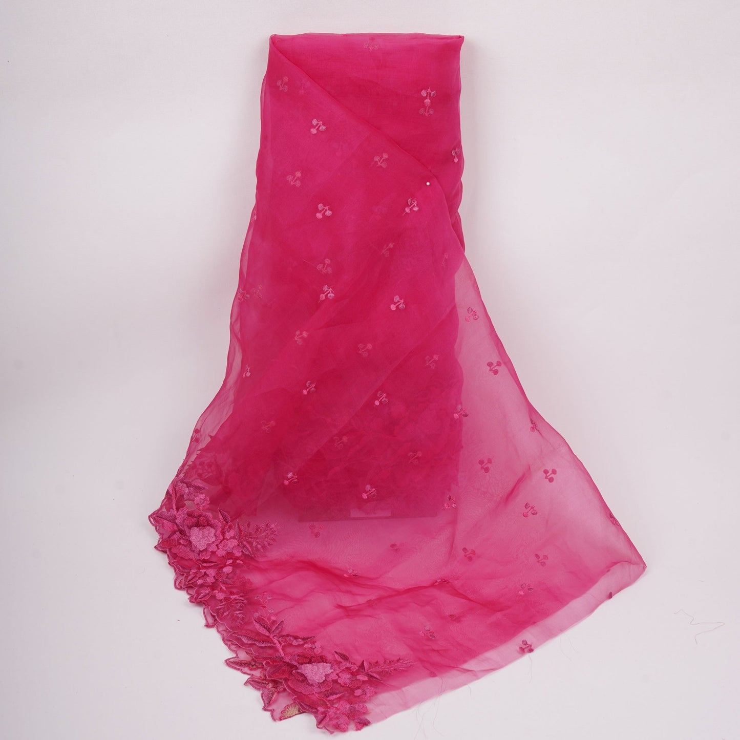Rani Pink thread embroidery Pure 27gm Organza Fabric GPF-32071
