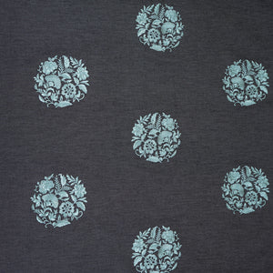 Dark Grey Persian embroidery Denim Fabric AF-30051 - TradeUNO