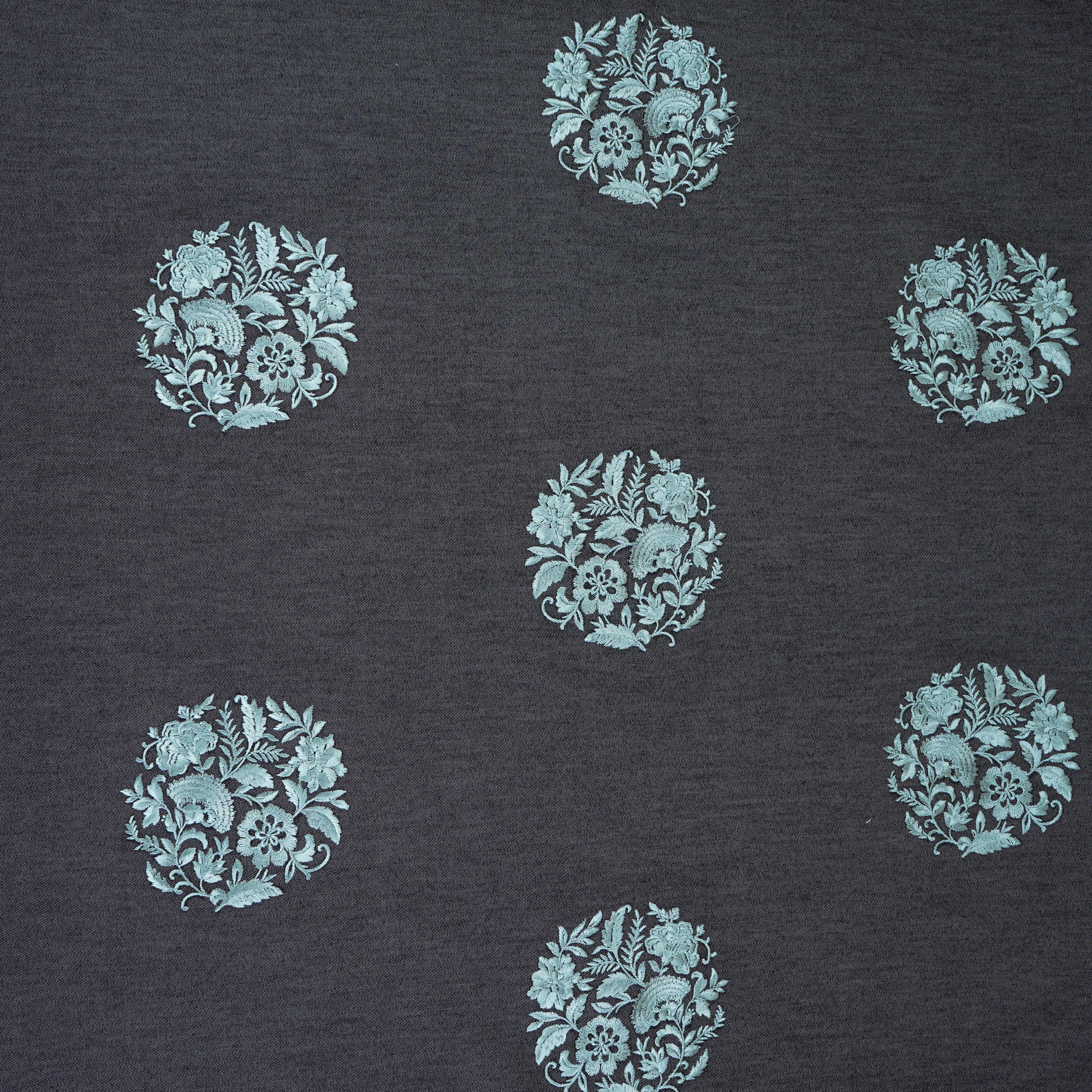 Dark Grey Persian embroidery Denim Fabric AF-30051 - TradeUNO