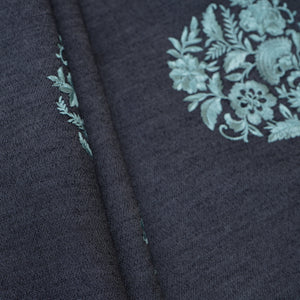 Dark Grey Persian embroidery Denim Fabric AF-30051 - TradeUNO