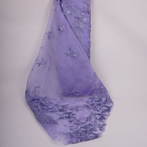 Lavender Border floral embroidery Pure 27gm Organza Fabric GPF-32070 - TradeUNO