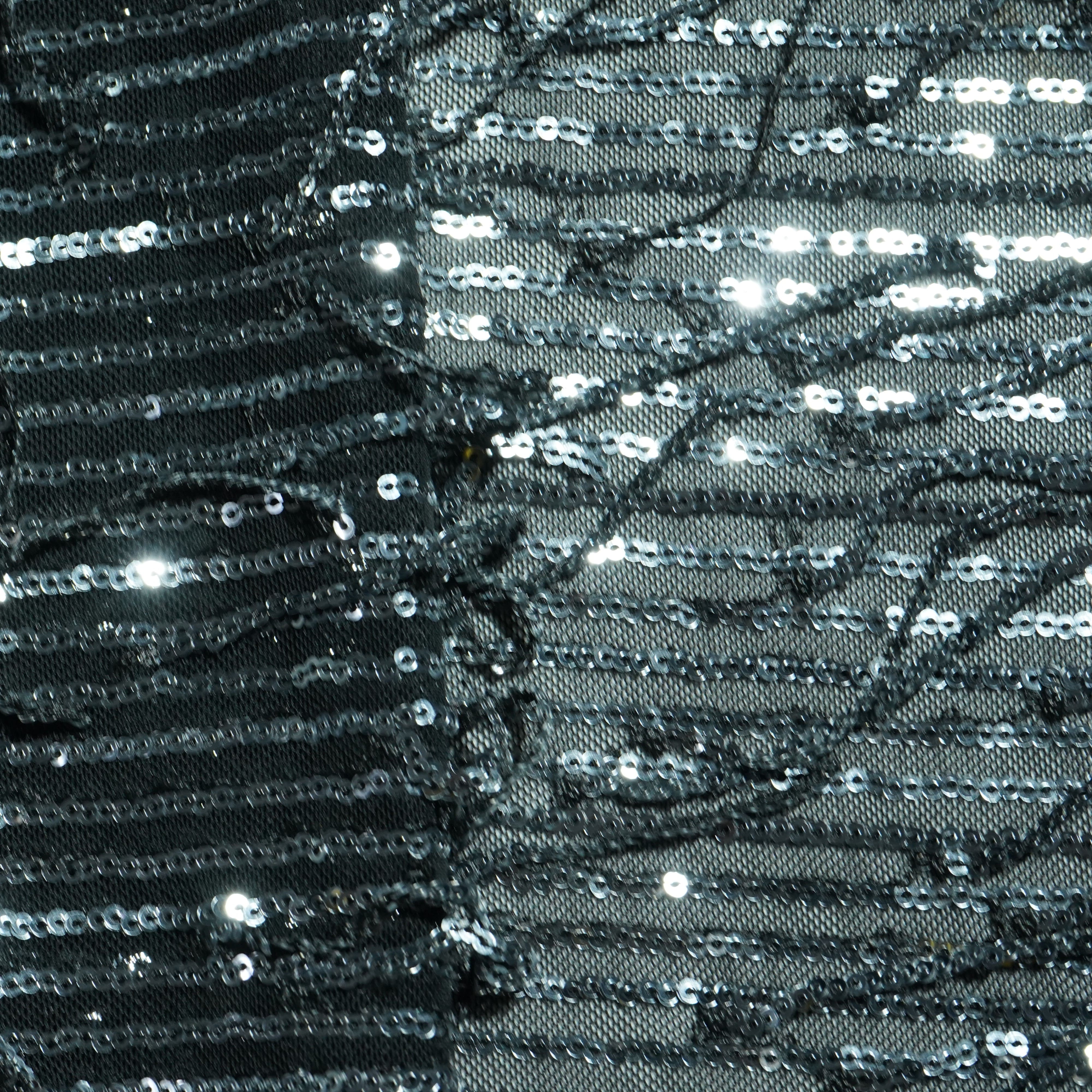 black with silver sequence embroidery net lycra fabric Net Fabric
