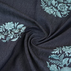 Dark Grey Persian embroidery Denim Fabric AF-30051 - TradeUNO