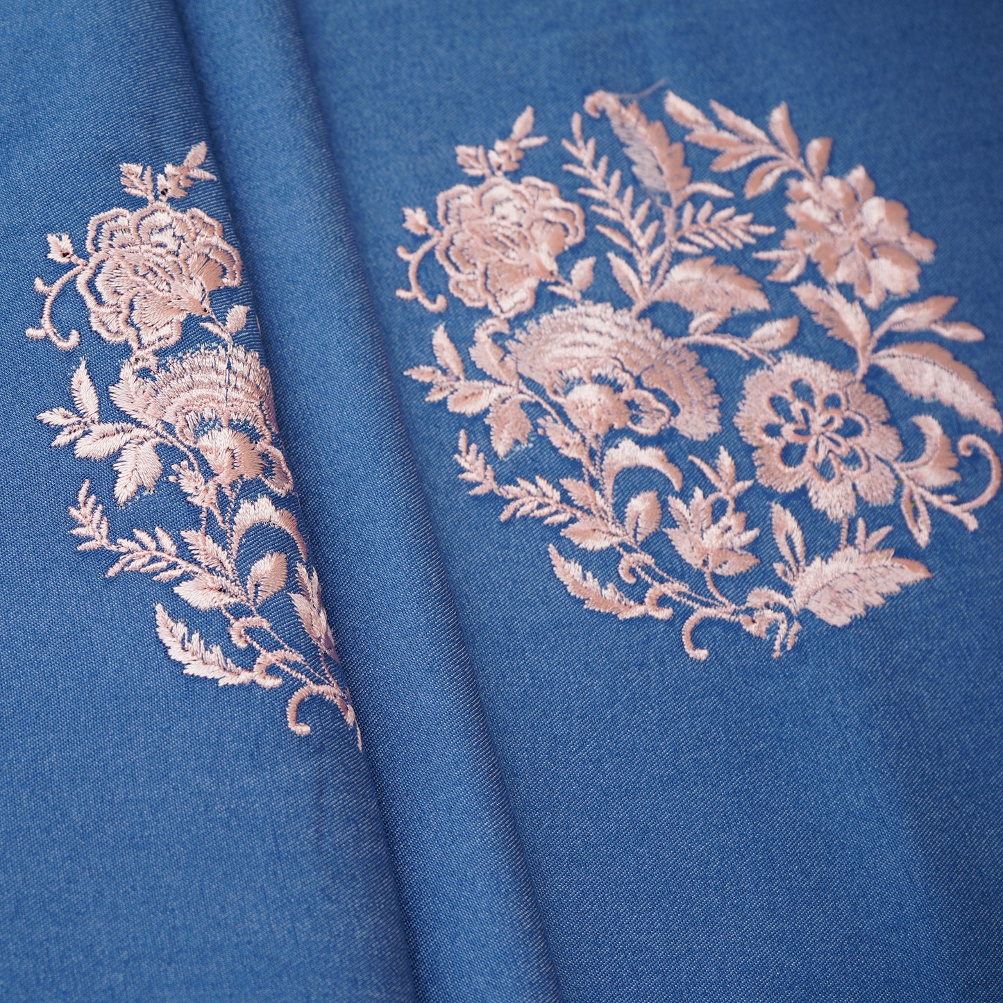 Blue Persian embroidery Denim Fabric AF-30052