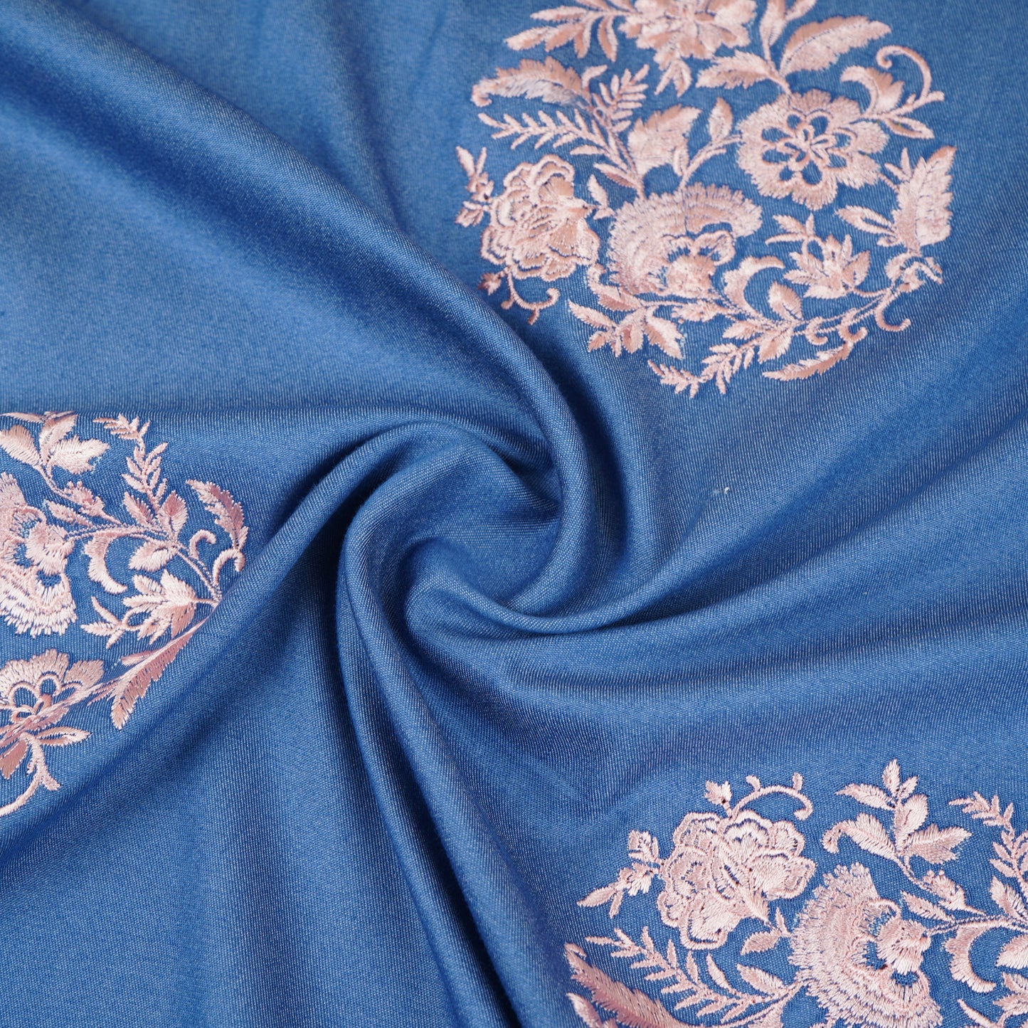 Blue Persian embroidery Denim Fabric AF-30052
