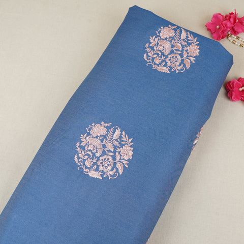 Blue Persian embroidery Denim Fabric AF-30052