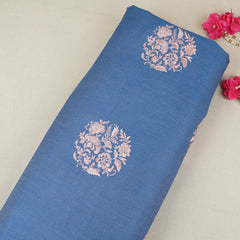 Blue Persian embroidery Denim Fabric AF-30052