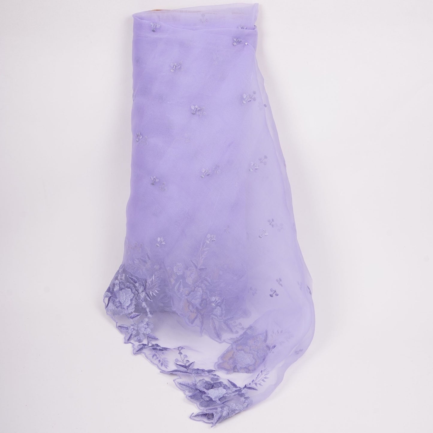 Lavender thread embroidery Pure 27gm Organza Fabric GPF-32073