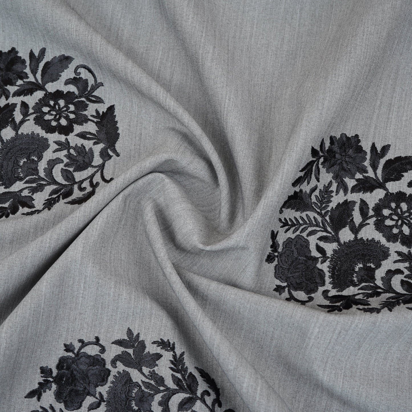 Light Grey Persian embroidery Denim Fabric AF-30053