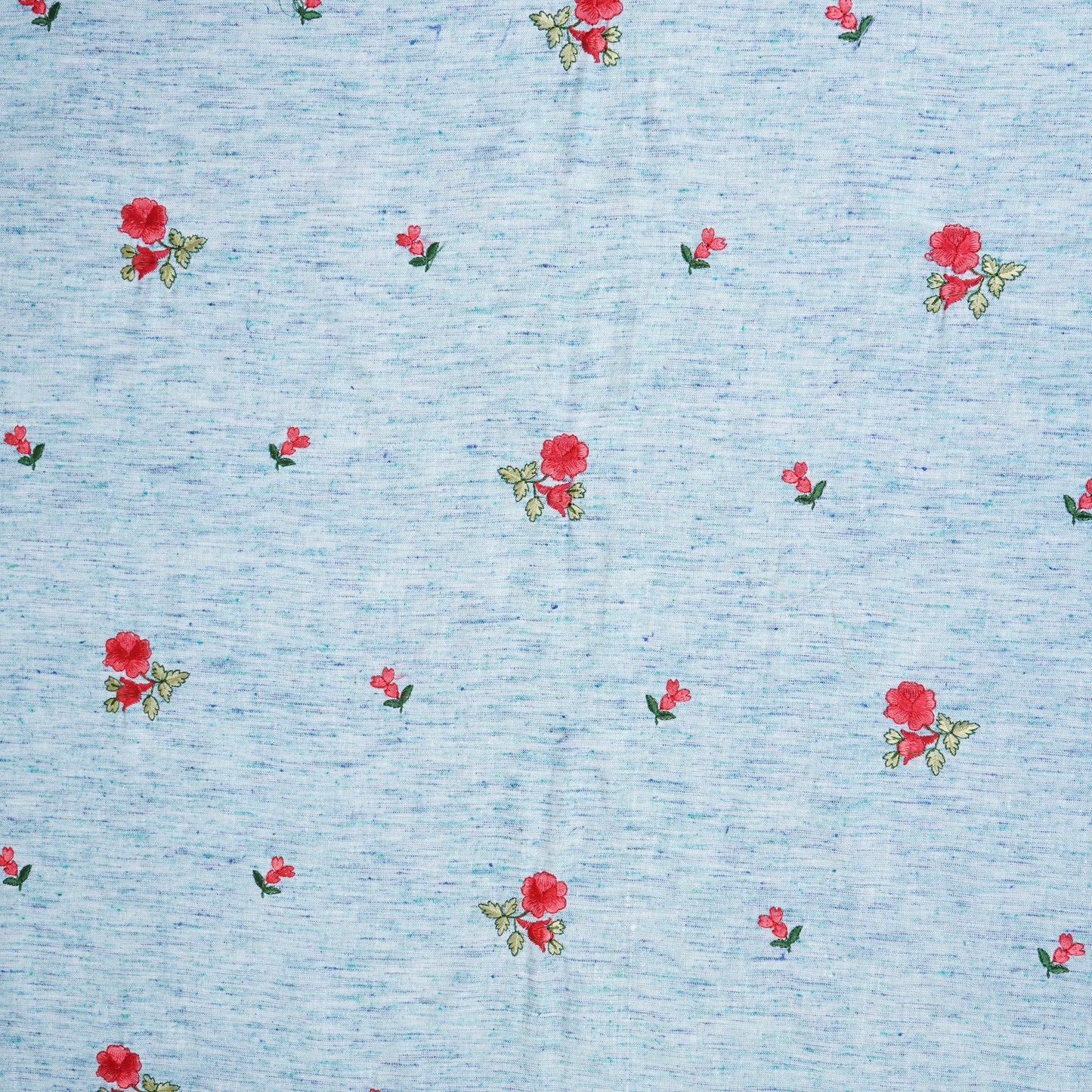 Light Blue Floral Embroidery South Cotton Fabric GTS-30269