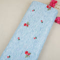 Light Blue Floral Embroidery South Cotton Fabric GTS-30269