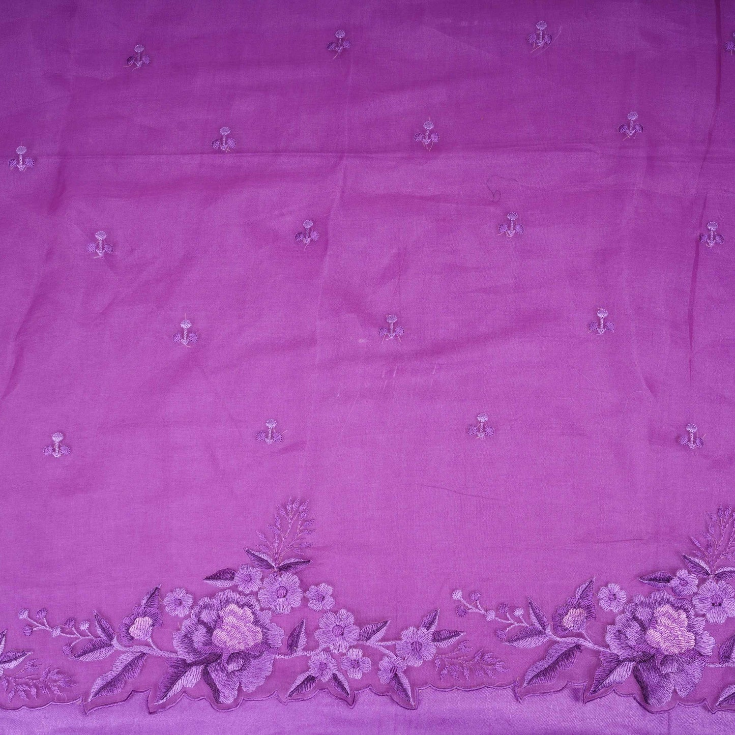 Purple thread embroidery Pure 27gm Organza Fabric GPF-32072