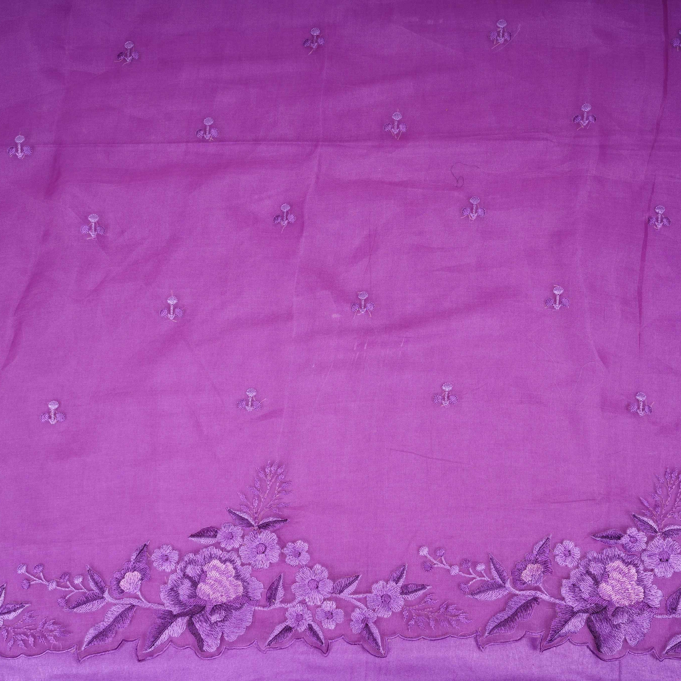 Purple thread embroidery Pure 27gm Organza Fabric GPF-32072 - TradeUNO
