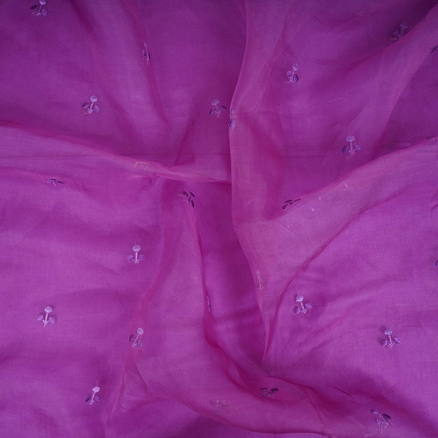 Purple thread embroidery Pure 27gm Organza Fabric GPF-32072