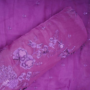Purple thread embroidery Pure 27gm Organza Fabric GPF-32072 - TradeUNO