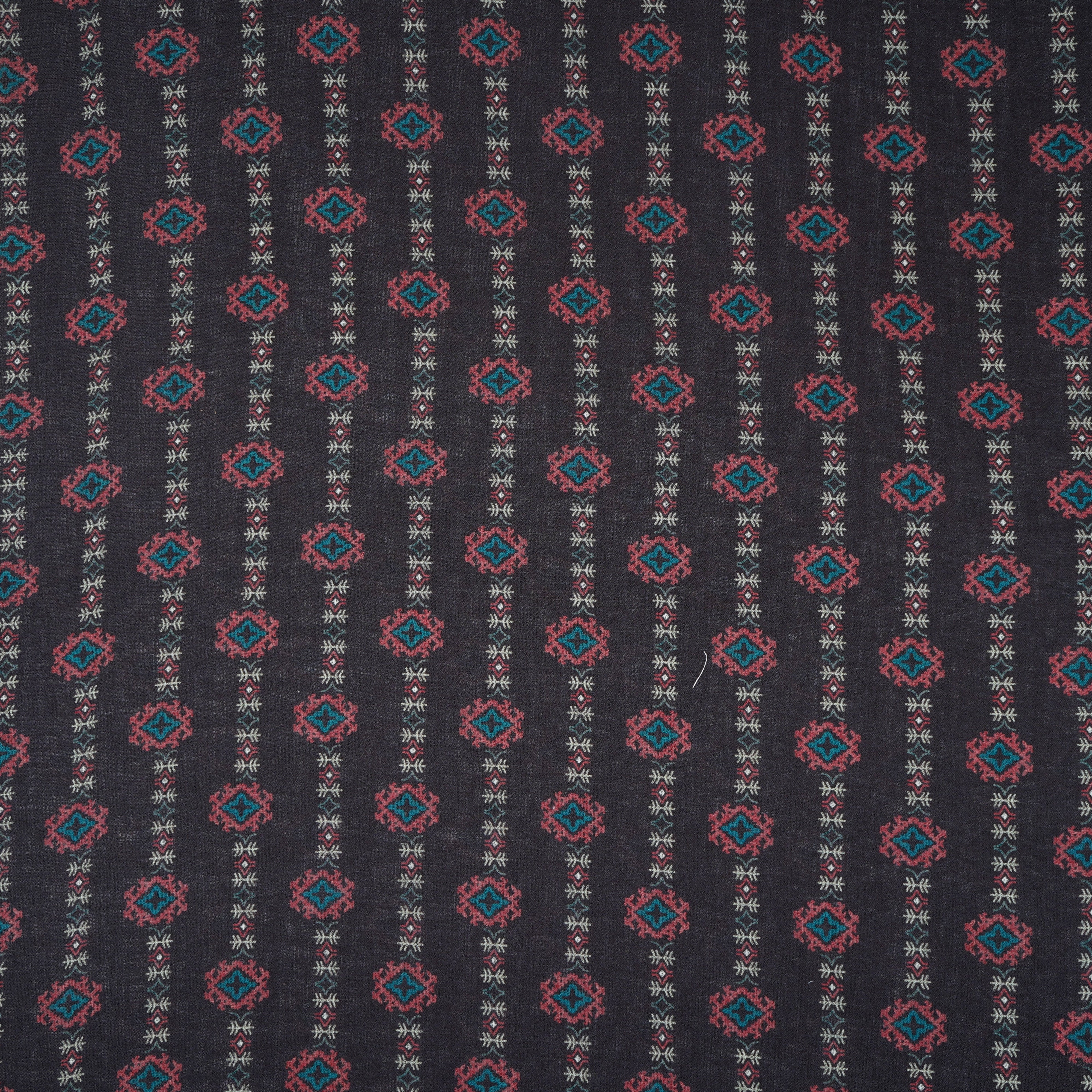 Black Abstract Print Cotton Linen Fabric GTS-30281 - TradeUNO