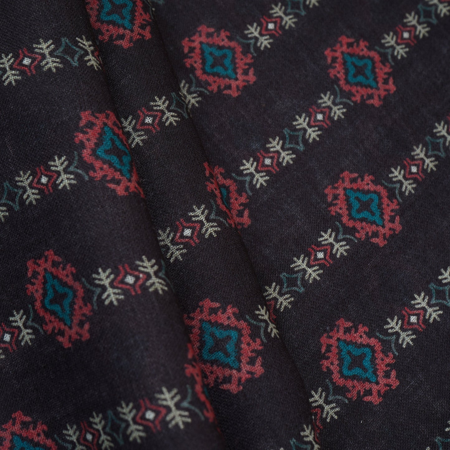 Black Abstract Print Cotton Linen Fabric GTS-30281