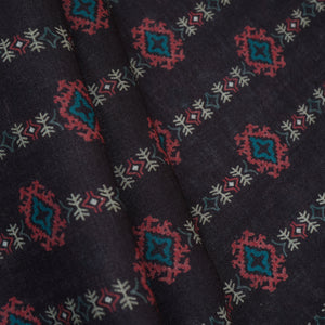 Black Abstract Print Cotton Linen Fabric GTS-30281 - TradeUNO
