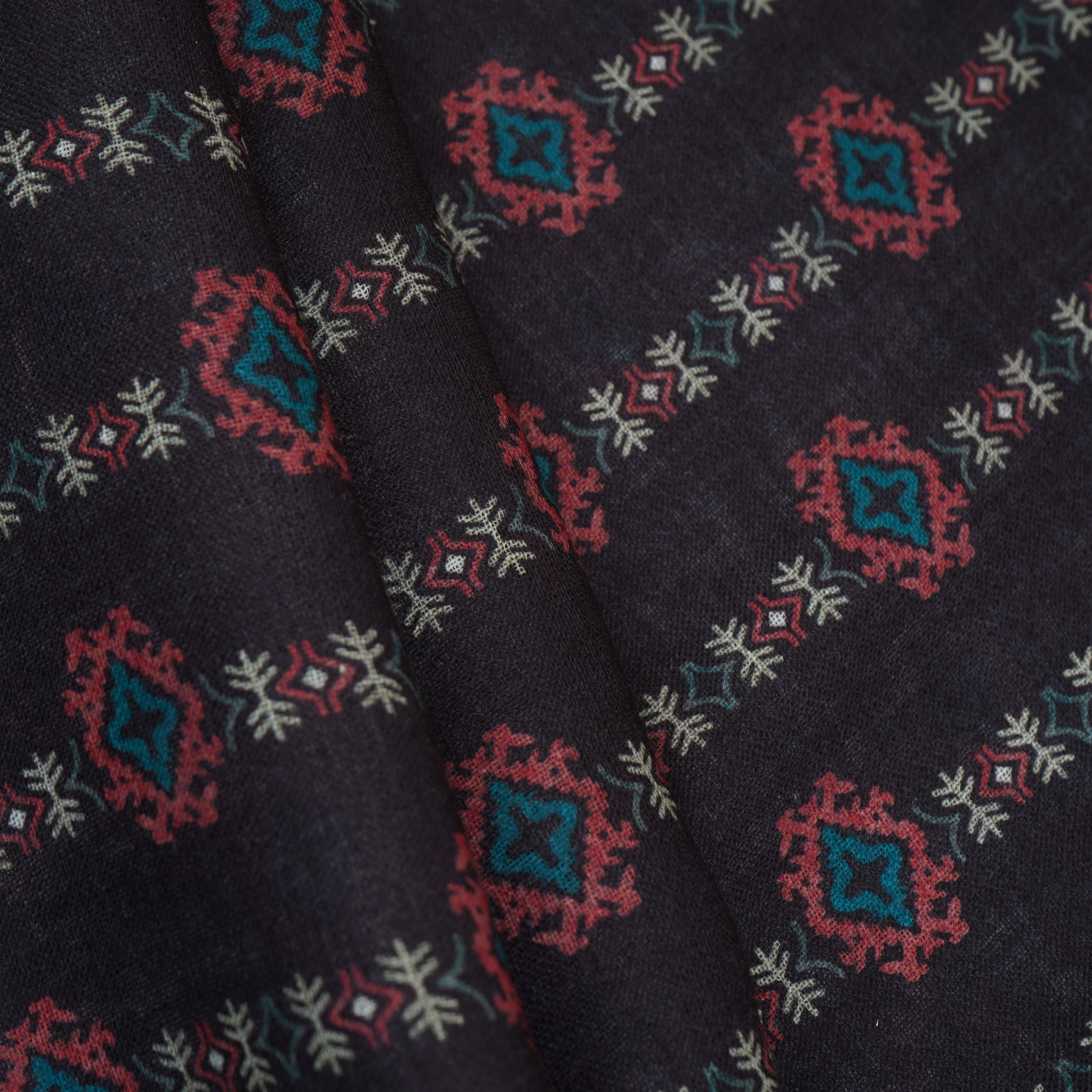 Black Abstract Print Cotton Linen Fabric GTS-30281 - TradeUNO