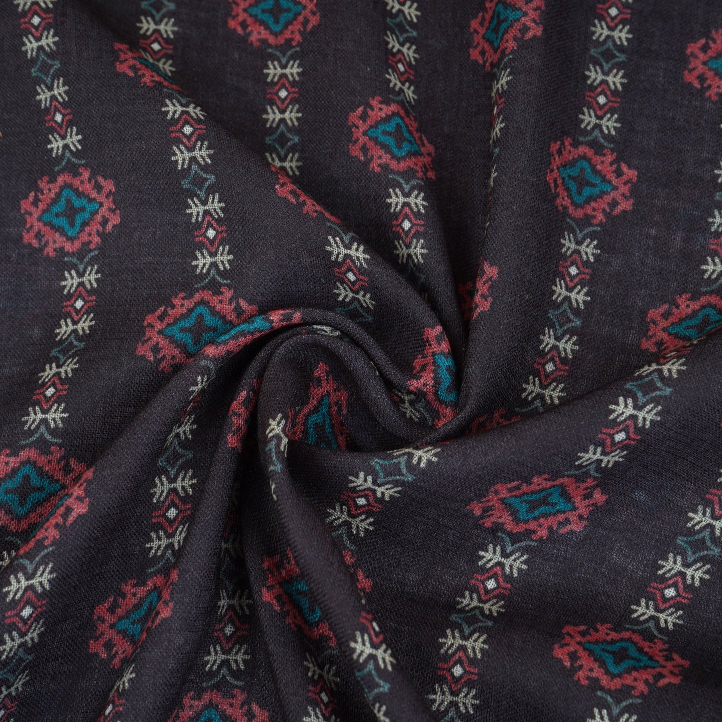 Black Abstract Print Cotton Linen Fabric GTS-30281