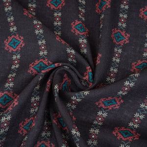 Black Abstract Print Cotton Linen Fabric GTS-30281 - TradeUNO
