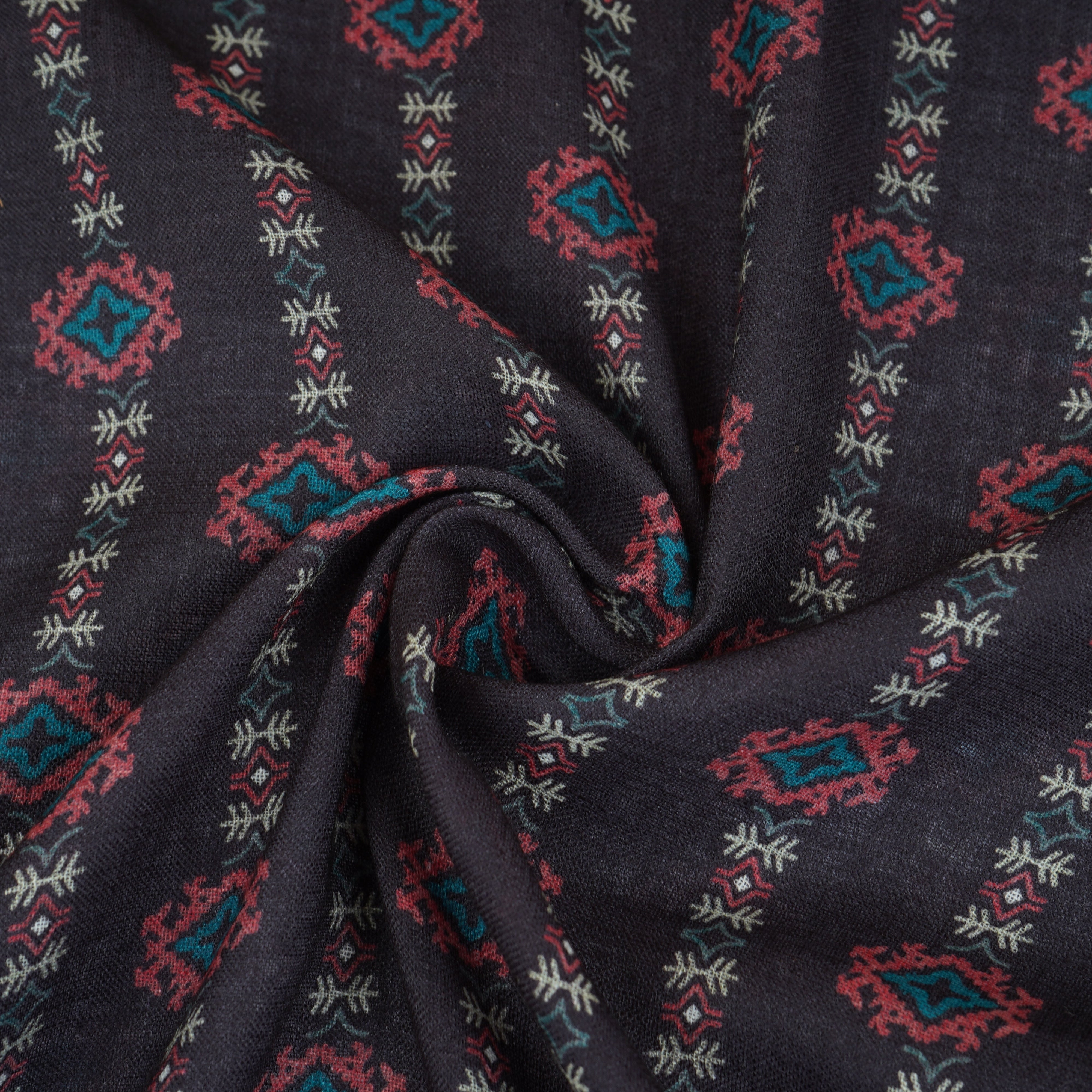 Black Abstract Print Cotton Linen Fabric GTS-30281 - TradeUNO