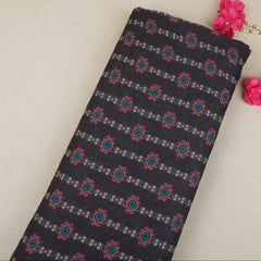 Black Abstract Print Cotton Linen Fabric GTS-30281