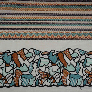 Off White Abstract thread embroidery Linen Fabric SF-32039 - TradeUNO