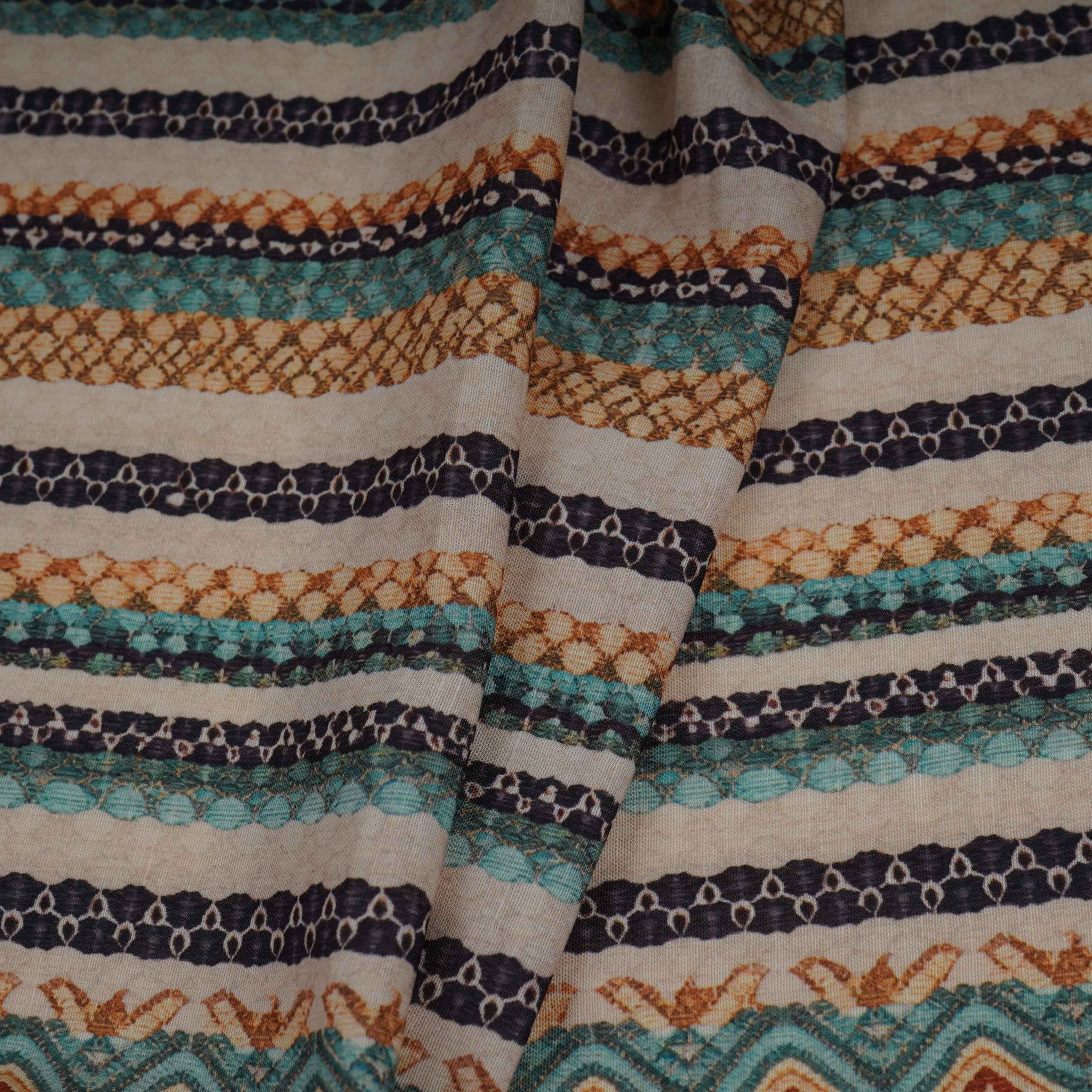 Off White Abstract thread embroidery Linen Fabric SF-32039 - TradeUNO
