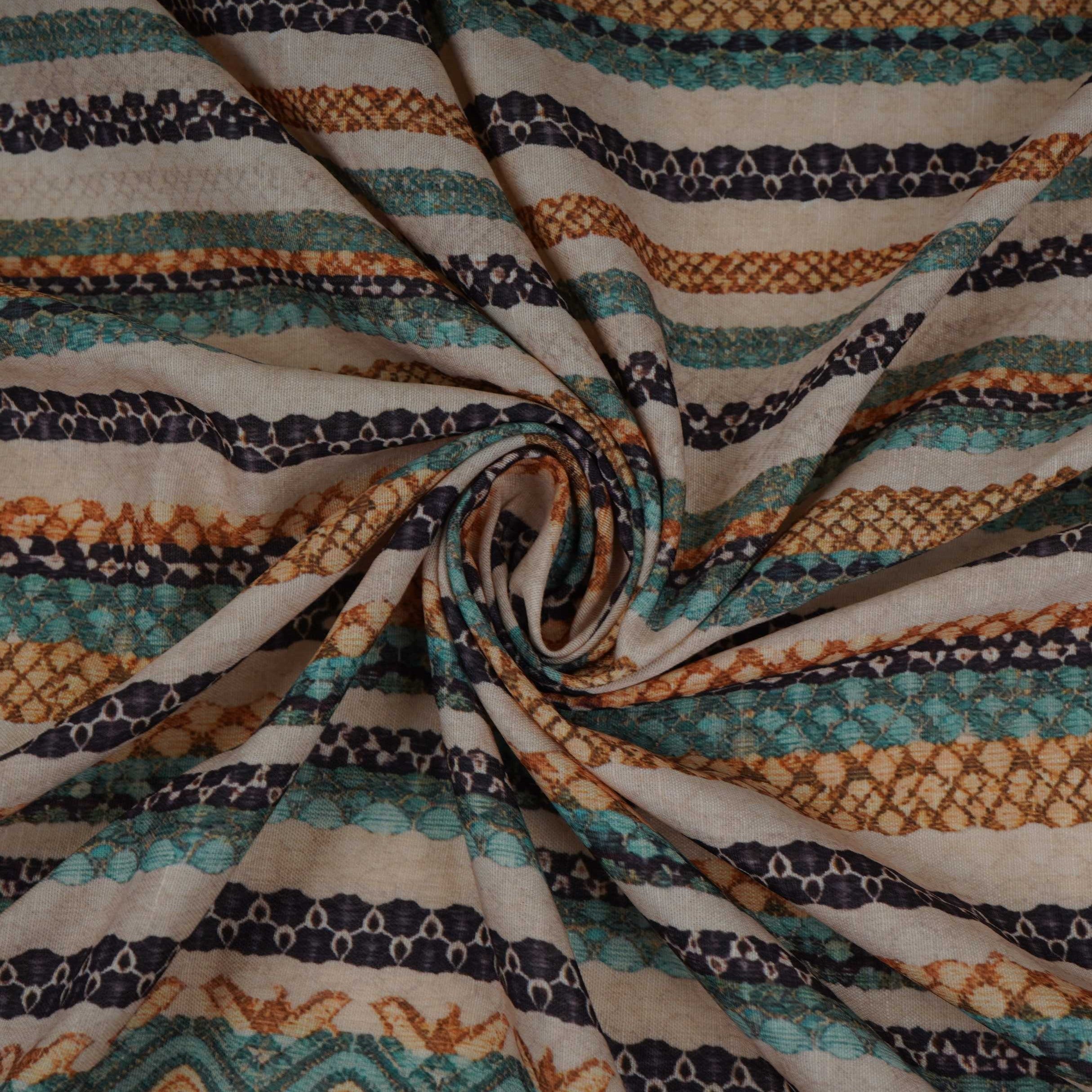 Off White Abstract thread embroidery Linen Fabric SF-32039 - TradeUNO